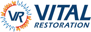 Vital fire restoration and mold removal logo.