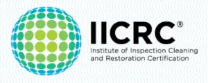 IICRC logo with a green and blue dotted globe and text: Institute of Inspection Cleaning and Restoration Certification.
